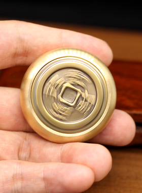 黄铜招财进宝旺财手把件指尖玩具解压纯铜创意礼品转钱办公室休闲