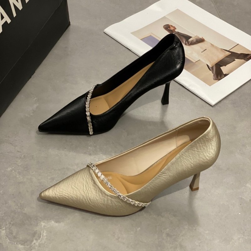 法式尖头浅口单鞋女2026水钻细跟高跟鞋高级感休闲百搭气质名媛风,女鞋,时尚休闲鞋,淘宝优惠券,粉丝福利购,淘宝优惠卷