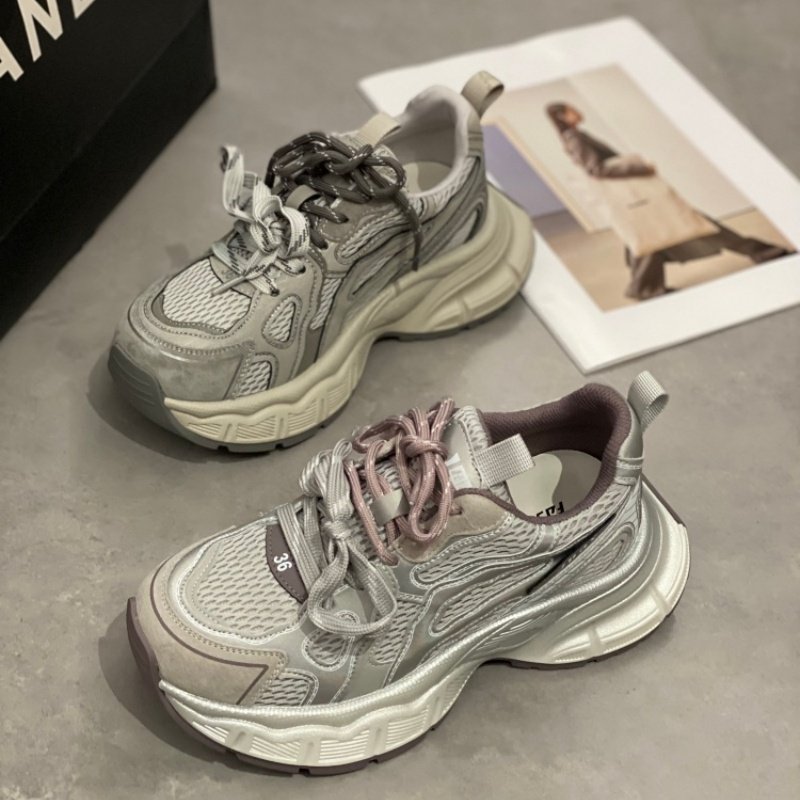 机能风厚底老爹鞋女2026百搭鞋子系带网面透气百搭增高休闲运动鞋,女鞋,时尚休闲鞋,淘宝优惠券,粉丝福利购,淘宝优惠卷
