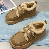 冬季 羊羔绒韩版 ins潮网红保暖加绒雪地休闲鞋 2025新款 外穿棉鞋 女