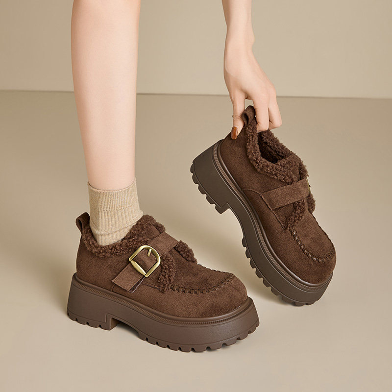 英伦风加绒厚底雪地靴女2025冬季休闲魔术贴保暖一脚蹬百搭棉鞋女,女鞋,时尚雪地靴,淘宝优惠券,粉丝福利购,淘宝优惠卷