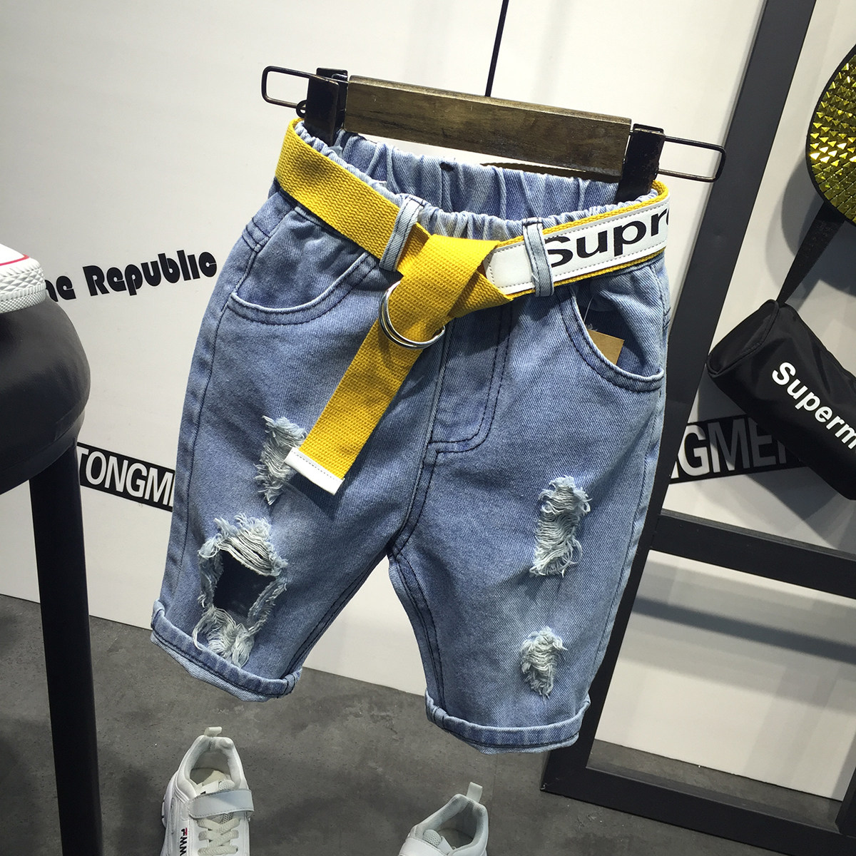 男童破洞牛仔短裤2025夏季新款韩版宝宝裤夏装新款五分裤韩版潮童