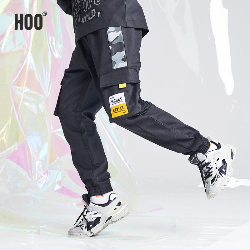 hoo儿童裤子男童工装裤秋装 中大童韩版宽松运动裤休闲长裤帅气潮