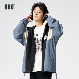 hoo男童秋装2024新款外套大童上衣潮帅气时髦青少年连帽风衣男生