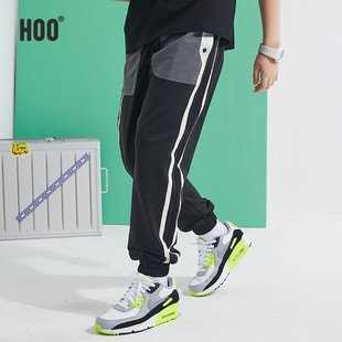 hoo男童裤子潮帅气时髦儿童运动休闲裤 中大童韩版洋气宽松卫裤潮