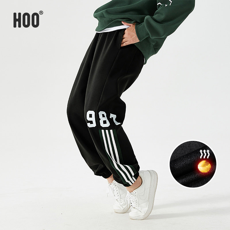 hoo男童加绒加厚裤子一体绒中大童秋冬运动裤青少年初中生卫裤
