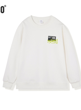 hoo男童卫衣中大童白色上衣2024春装青少年学生打底衫初中生衣服