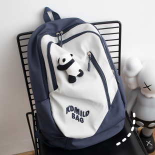 ins风日系大容量双肩包初中生女高中大学生书包男美式 复古背包