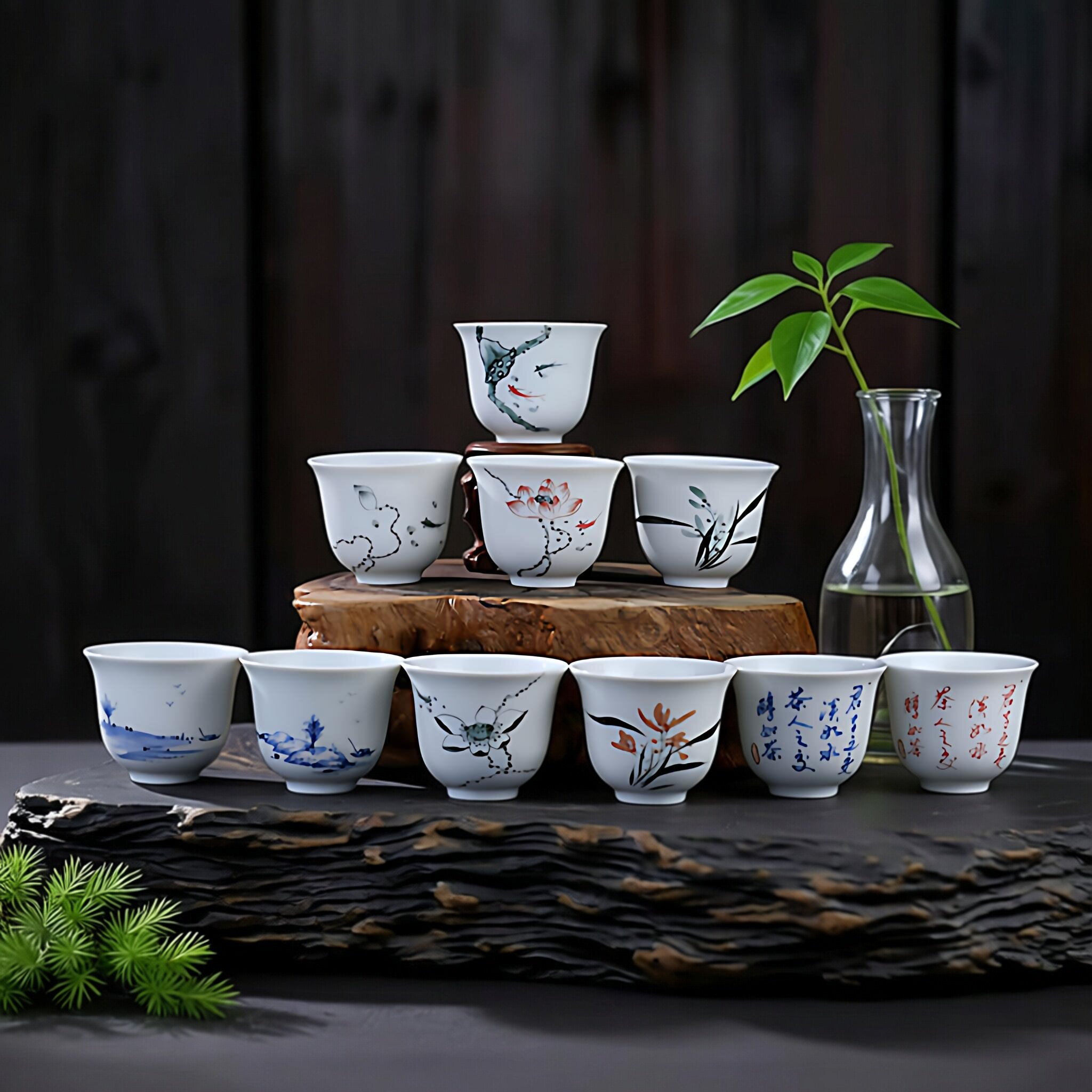 贵和祥主人杯单杯景德镇手绘山水花卉小茶杯功夫茶茶碗玉泥铃铛杯