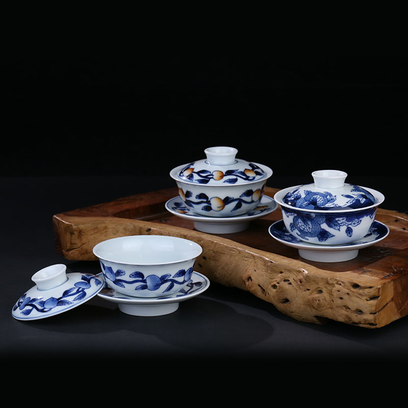 盖碗茶杯 贵和祥超值手绘三才 景德镇特卖陶瓷功夫茶具茶碗 大号