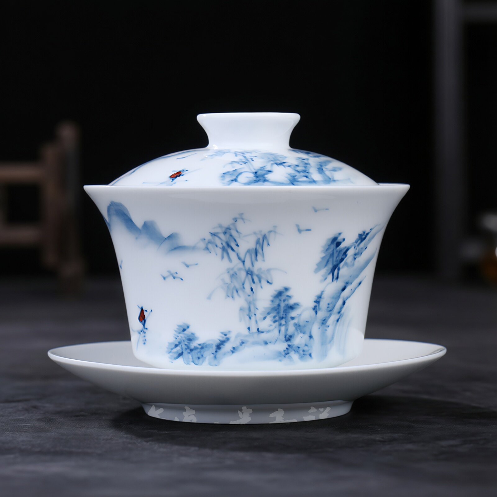 京德贵和祥正品茶具茶杯复古大盖碗景德镇手绘青花瓷三才碗杯包邮