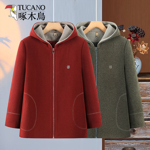 啄木鸟2025年秋冬新款时尚显瘦洋气妈妈装中年女装洋气连帽外套