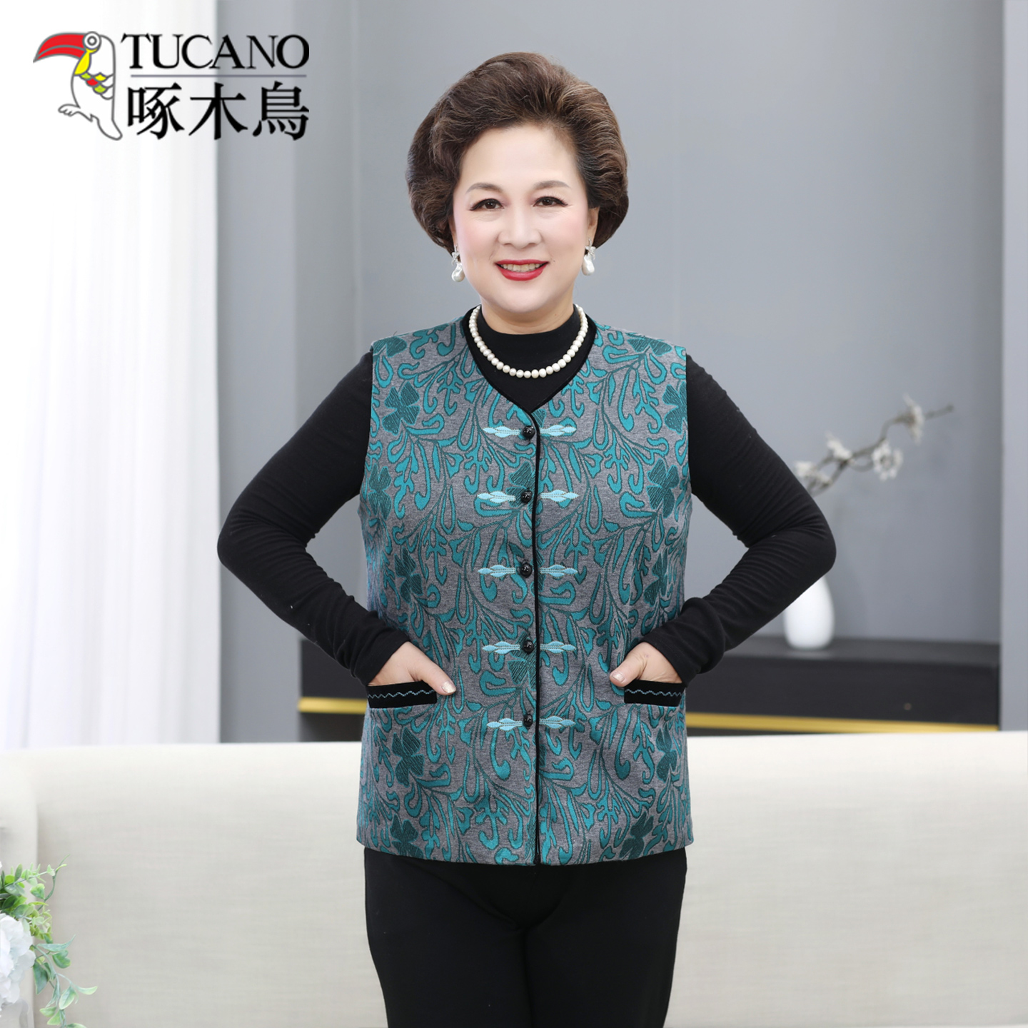 啄木鸟2025年秋冬新款时尚显瘦洋气加绒妈妈装中年女装洋气马甲