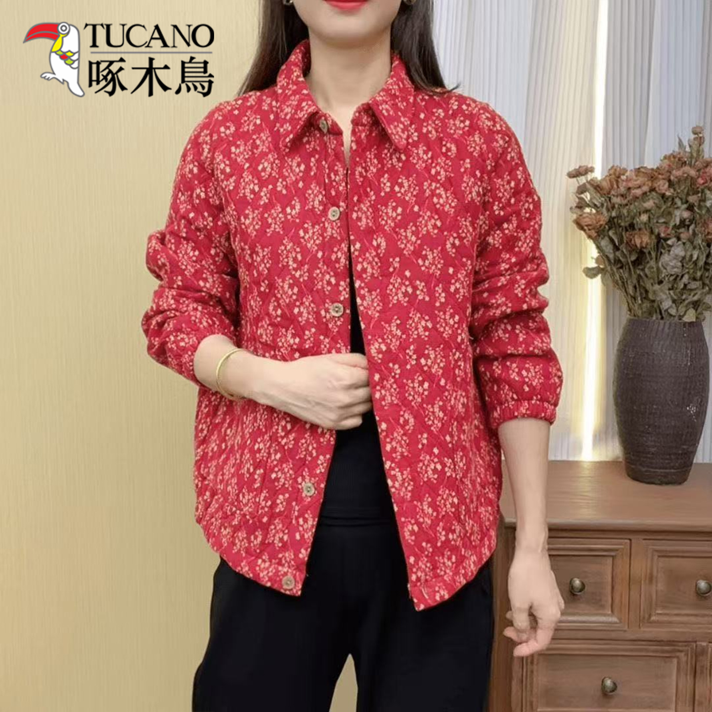 啄木鸟2025年秋冬新款时尚显瘦洋气妈妈装中年女装洋气棉服外套