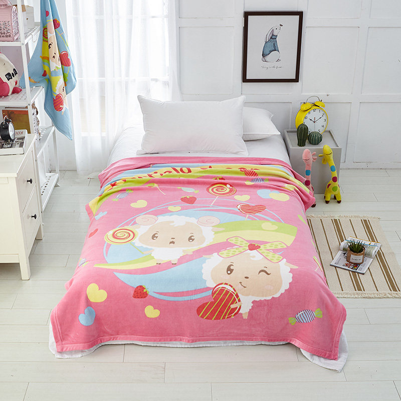 棉田学生毛毯冬四季加厚保暖纯棉毯子单人午睡毯盖空调毯卡通棉毯