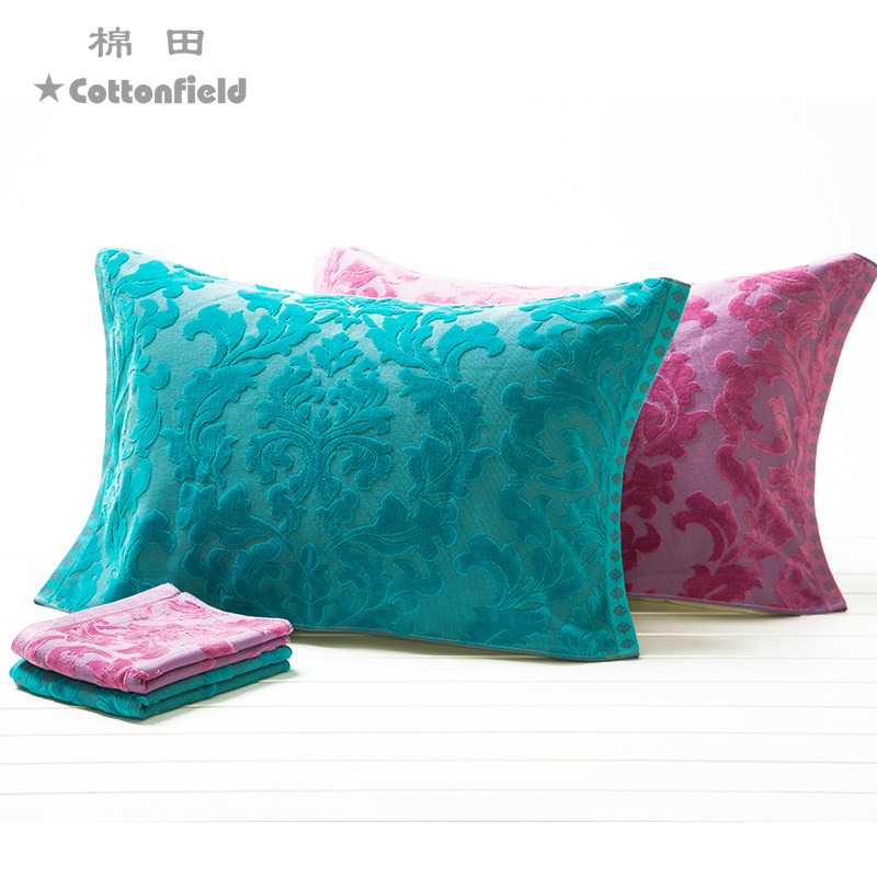棉田纯棉枕巾全棉一对加大风北欧