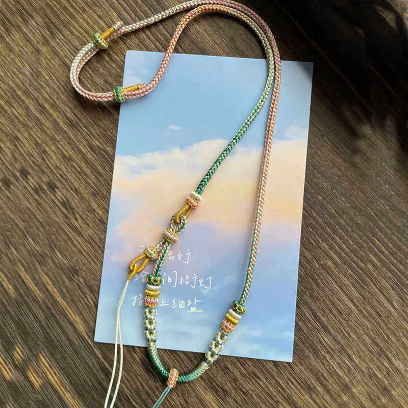 手工编织绳子吊坠挂脖项链绳男女款翡翠玉佩平安扣锁骨链配饰项链