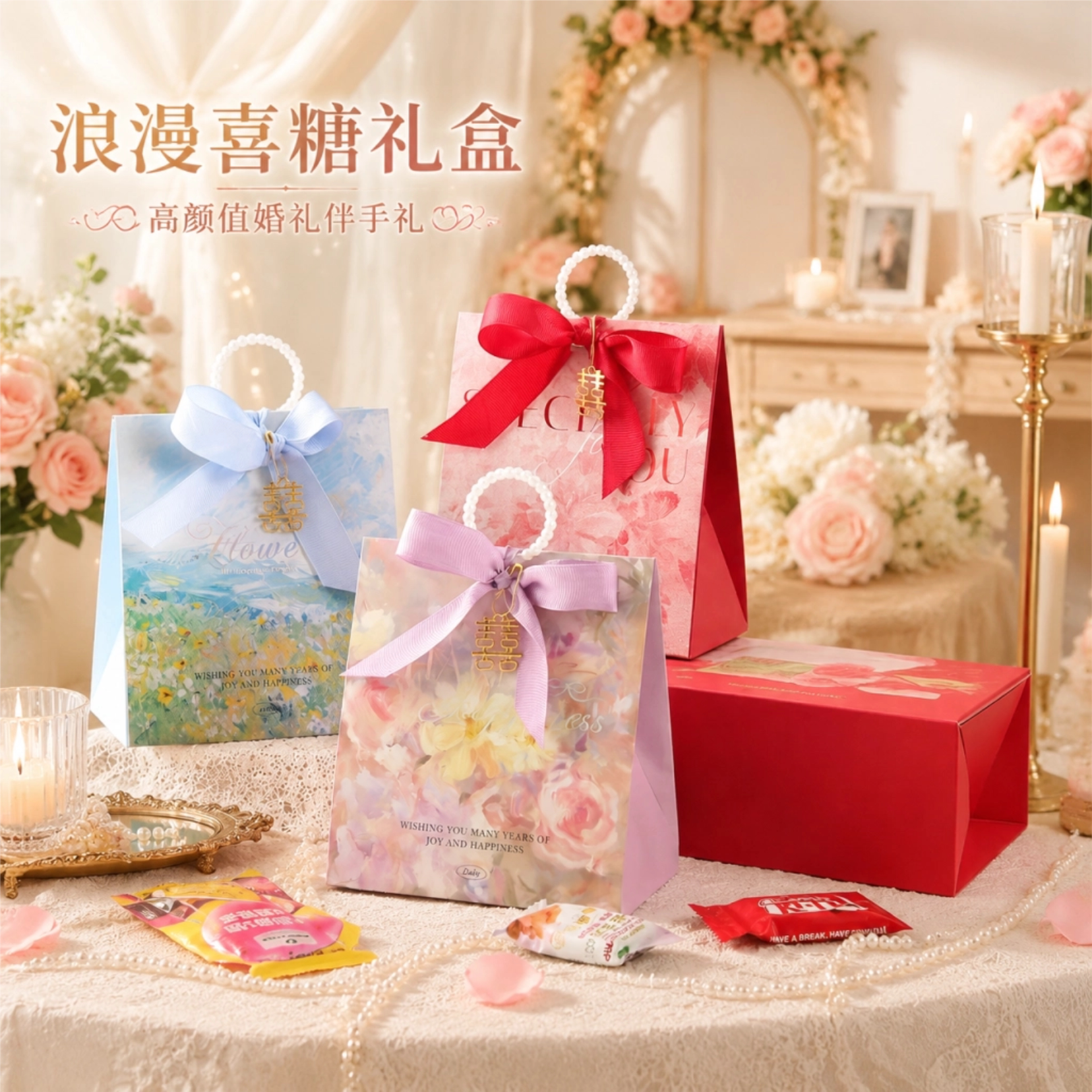 2026新款结婚糖盒浪漫喜糖盒婚礼国风蝴蝶结手提高端婚庆喜糖盒子