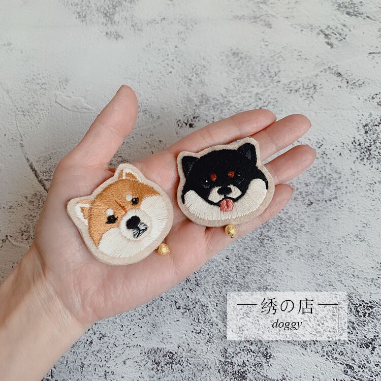 狗狗柴犬diy手工成人刺绣材料包减压情侣礼物胸针不织布材料包