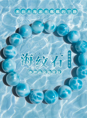 天然水晶收藏级海纹石手链针钠钙石龟背纹玉化双色海洋补水手串
