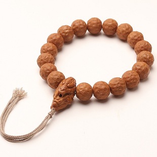 天然猴头核桃雕刻饕餮荔枝纹手串文玩龙鳞纹单圈核雕龙三通男