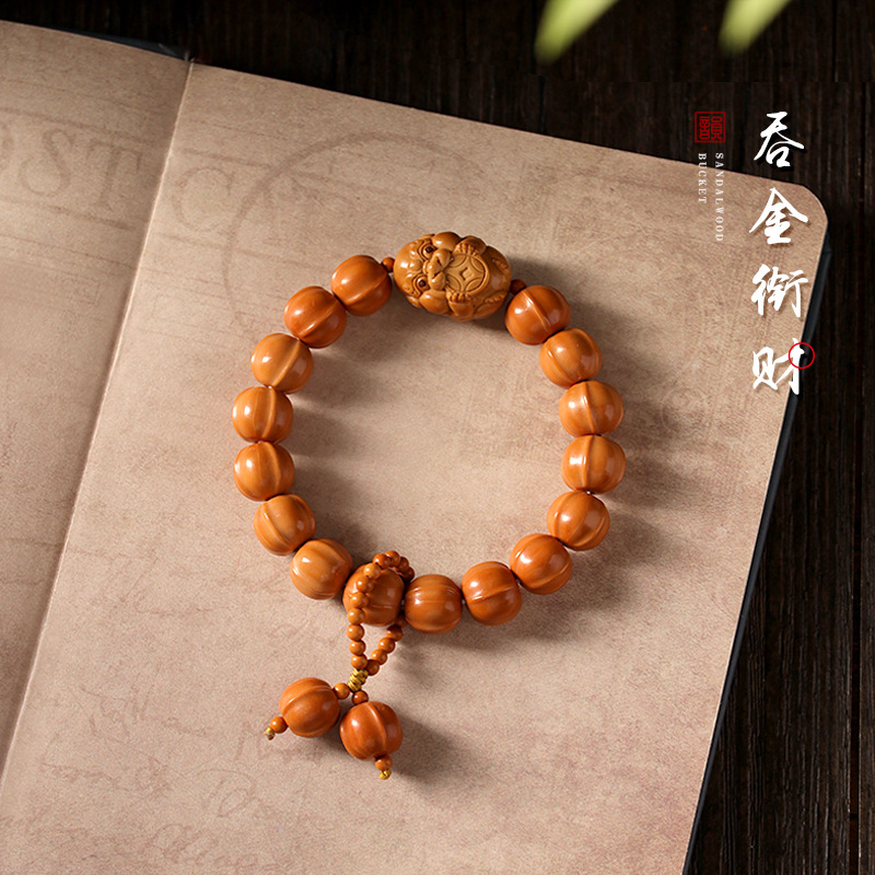 橄榄核吞金兽单圈猴头核桃手串男立体雕刻鲨鱼背盘玩佛珠手捻