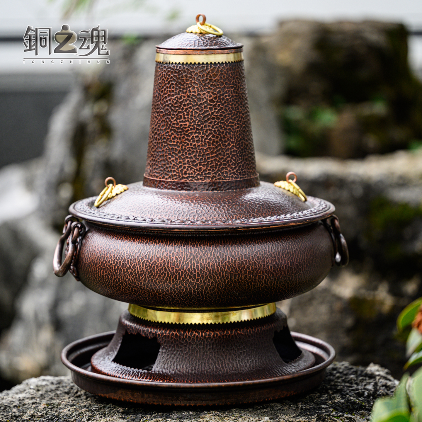 铜火锅木炭手工纯紫铜复古加厚老北京炊锅家用老式传统涮肉火锅炉