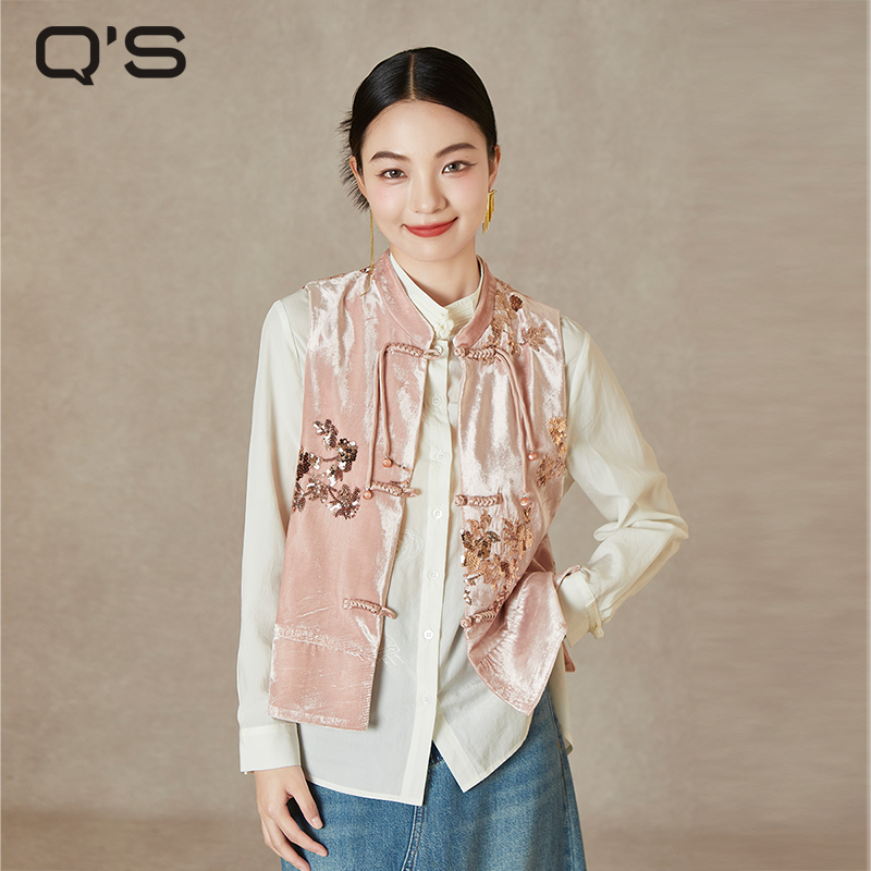 QS秸熙改良轻国风马甲外套