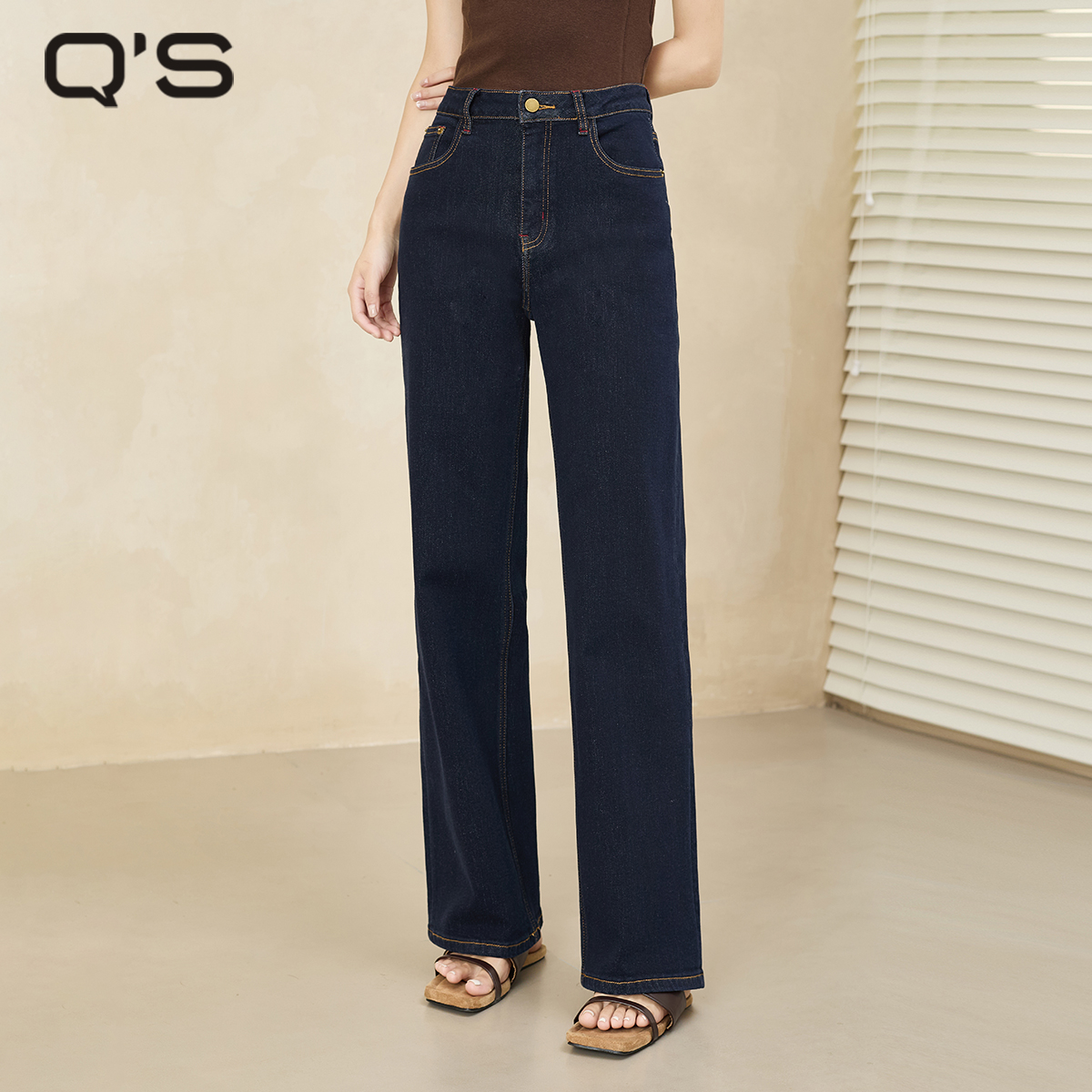 秸熙百搭显瘦原色牛仔裤