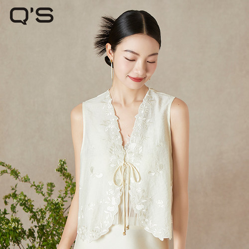 QS秸熙改良轻国风绣花马甲