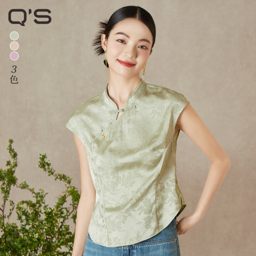 QS秸熙改良新中式提花衬衫