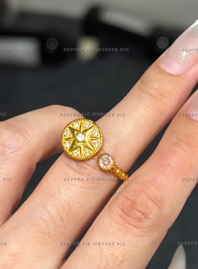辣椒派 黄金色八芒星罗盘开口戒指女轻奢高级感小众设计感食指戒
