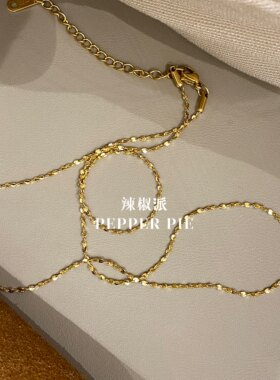 辣椒派秋冬复古 细腻极细碎钻感满天星项链女 似有似无毛衣链钛钢