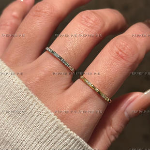 辣椒派 水洗不掉色钛钢极细镶钻排戒女 碎钻叠戴个性高级感指环