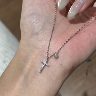辣椒派原创不掉色精工满钻十字架泡泡钻项链女 叠戴迷你极简row风