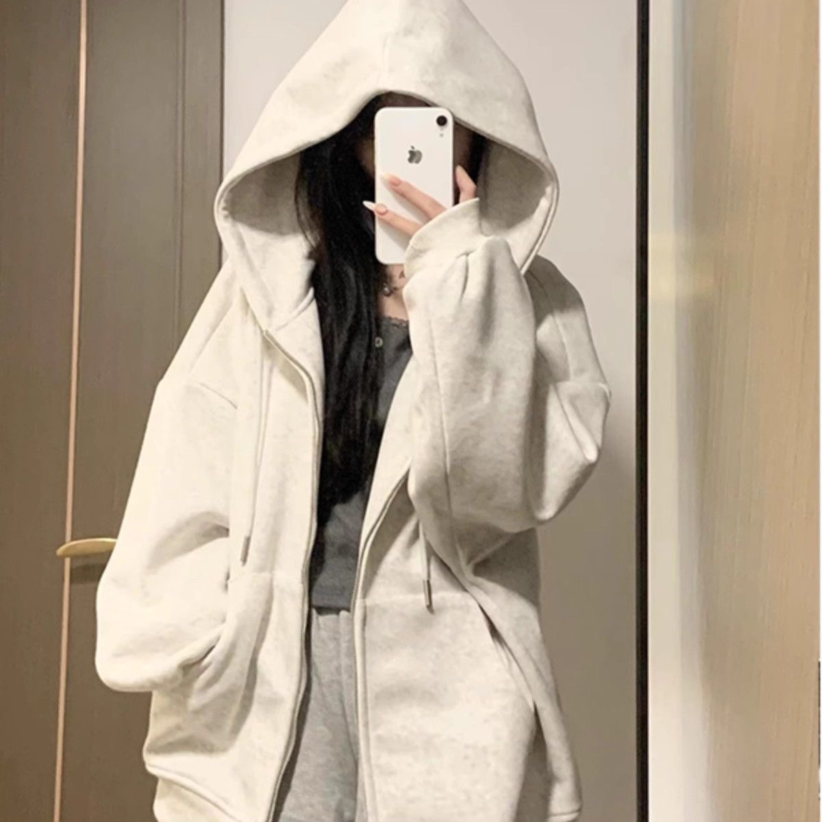 加绒加厚连帽卫衣女百搭oversize