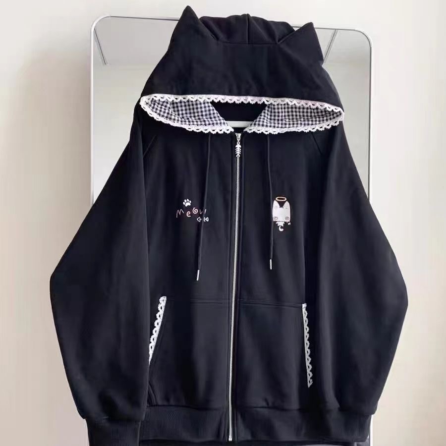 原创宅萌亚文化猫耳朵卫衣女