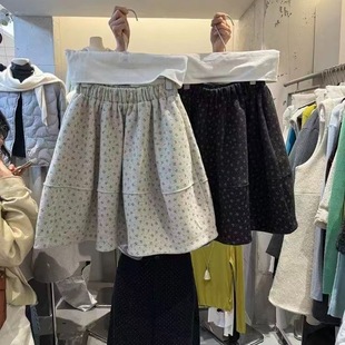 小清新温柔碎花半身裙女秋冬小个子韩系复古a字裙短裙蓬蓬花苞裙