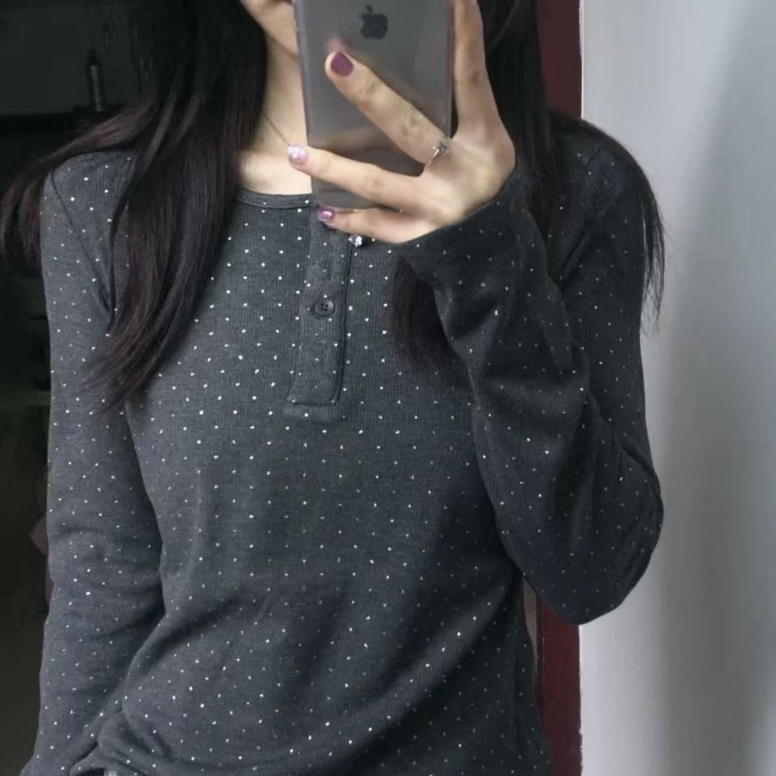 穿这件!!波点亨利领衫韩系复古