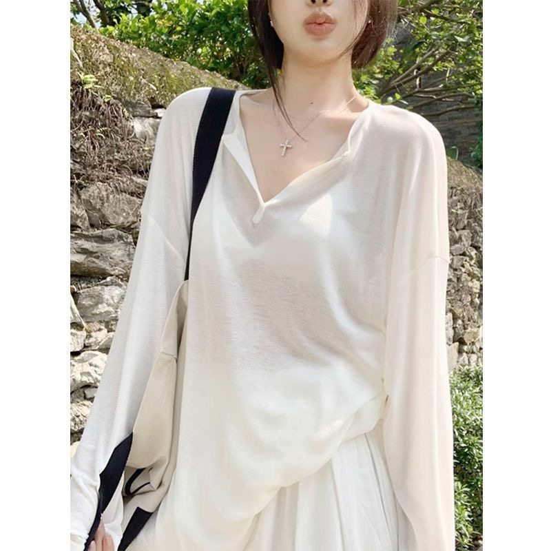 天丝轻薄大码防晒罩衫女微透温柔风长袖t恤女垂感外搭显瘦上衣ins,女装/女士精品,大码内搭,淘宝优惠券,粉丝福利购,淘宝优惠卷