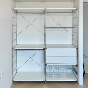 森屿居 落地衣帽架开放衣柜白色奶油风可定制玄关挂衣架 实木日式