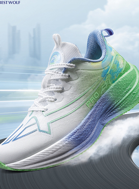 飙山狼2024秋季男子高回弹减震底舒适双碳板马拉松网跑鞋AQ22996