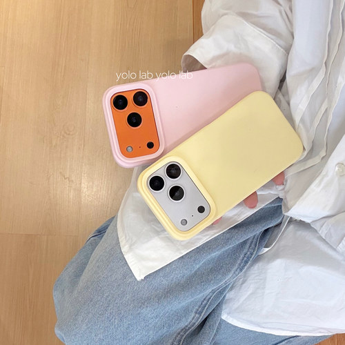 YOLO LAB简约高级感奶黄纯色液态硅胶保护套iphone13适用15苹果14pm手机壳16全包防摔经典软糯亲肤手感17pro
