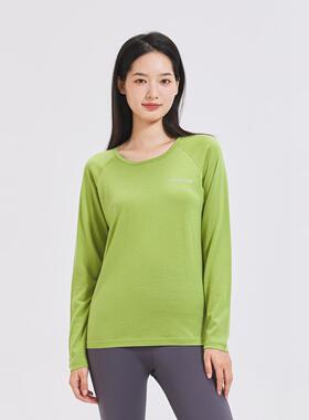 SHEEP RUN 美利奴长袖T恤 女士保暖吸湿排汗运动拼色圆领上衣