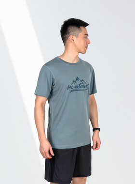 SHEEP RUN美利奴羊毛t恤男吸湿排汗轻薄透气防臭印花短袖户外运动