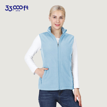 33000ft户外休闲薄款抓绒衣马甲背心女款春秋宽松摇粒绒马夹外套