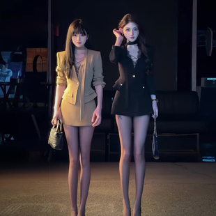 轻熟风职场御姐穿搭西装 女早秋一整套气质高级感飘带外套短裙 套装