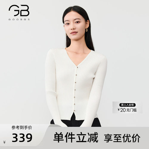 谷邦V领修身显瘦针织衫女