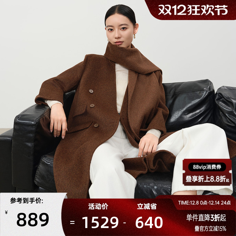 谷邦100%绵羊毛毛呢大衣