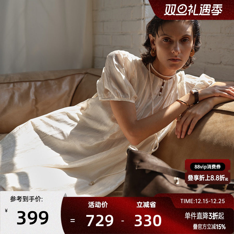 法式泡泡袖连衣裙女春夏新款